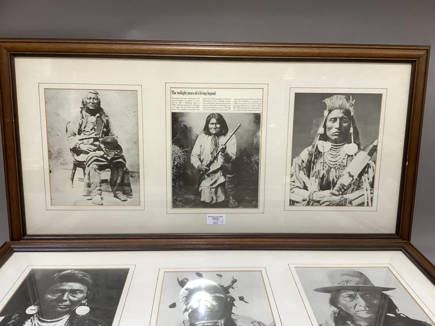 Three framed sets of reproduction black and white photographs of Native Americans including - Image 2 of 4