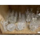 Mixed teaware, cut glass decanters, vases, sugar and cream and mixed table glass