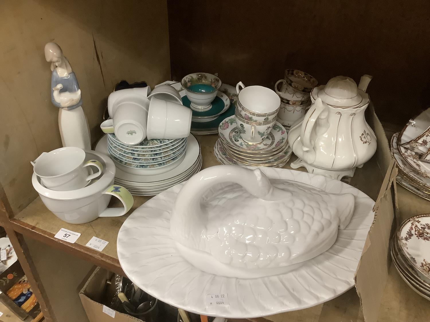 Part tea services, Victorian teapot, swan shaped lid and stand (no bowl) etc - Image 2 of 2