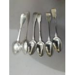 A set of six George III silver fiddle pattern teaspoons, London 1809