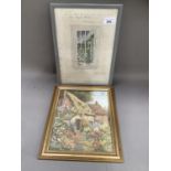 An artist's watercolour and pencil sketch of an open window signed Angela J Evans together with