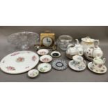 Royal Worcester cake plate, glass cake stand, a Rosenthal Fornasetti plate, Royal Albert and Paragon