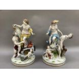 A pair of early 20th century continental figure groups of classical theme depicting Hephaestus,
