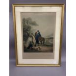R.G. Reeve after Turner,' Hawking, The Rendezvous', colour print published 1839, 49cm by 34cm