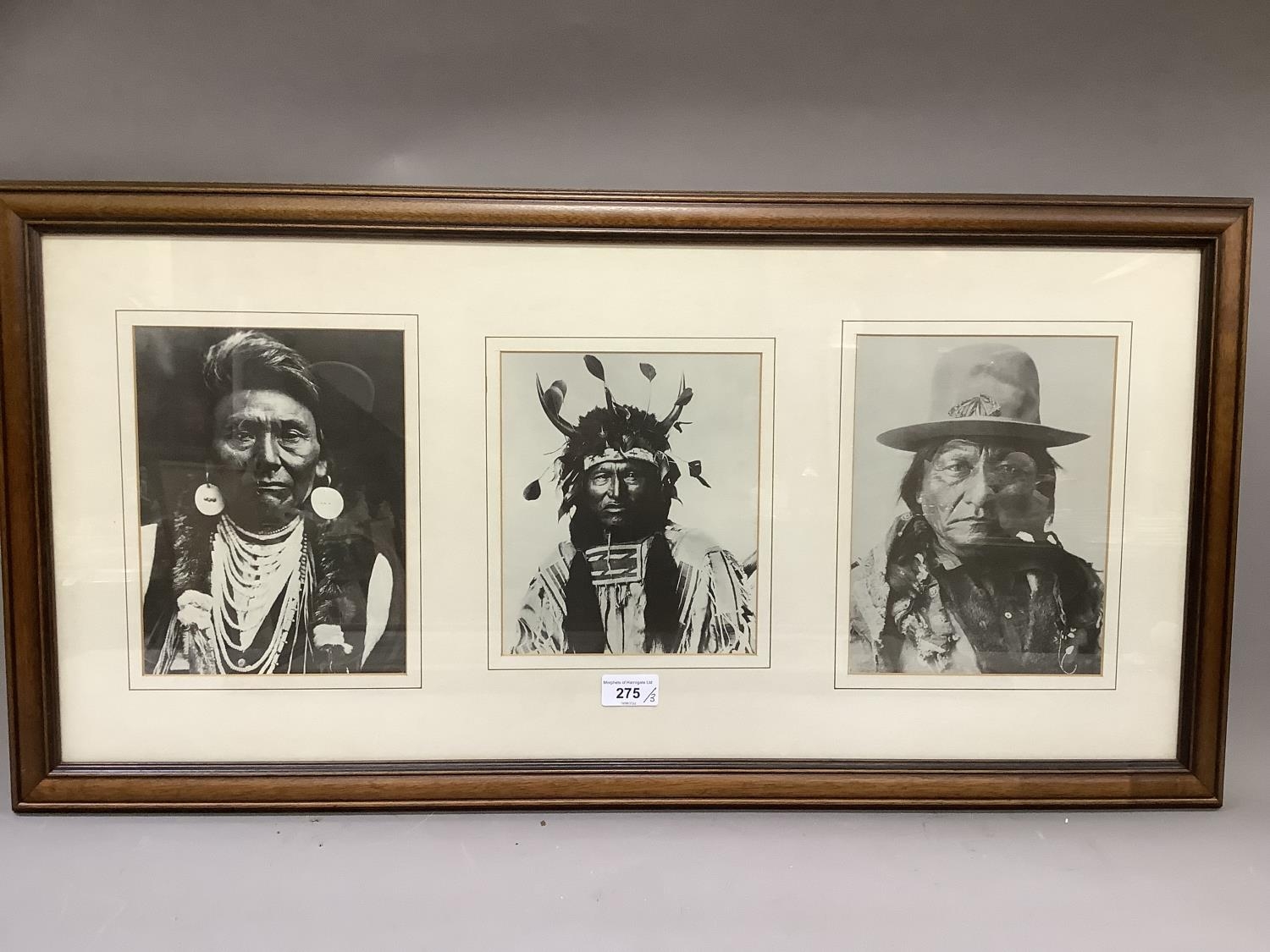 Three framed sets of reproduction black and white photographs of Native Americans including - Image 3 of 4