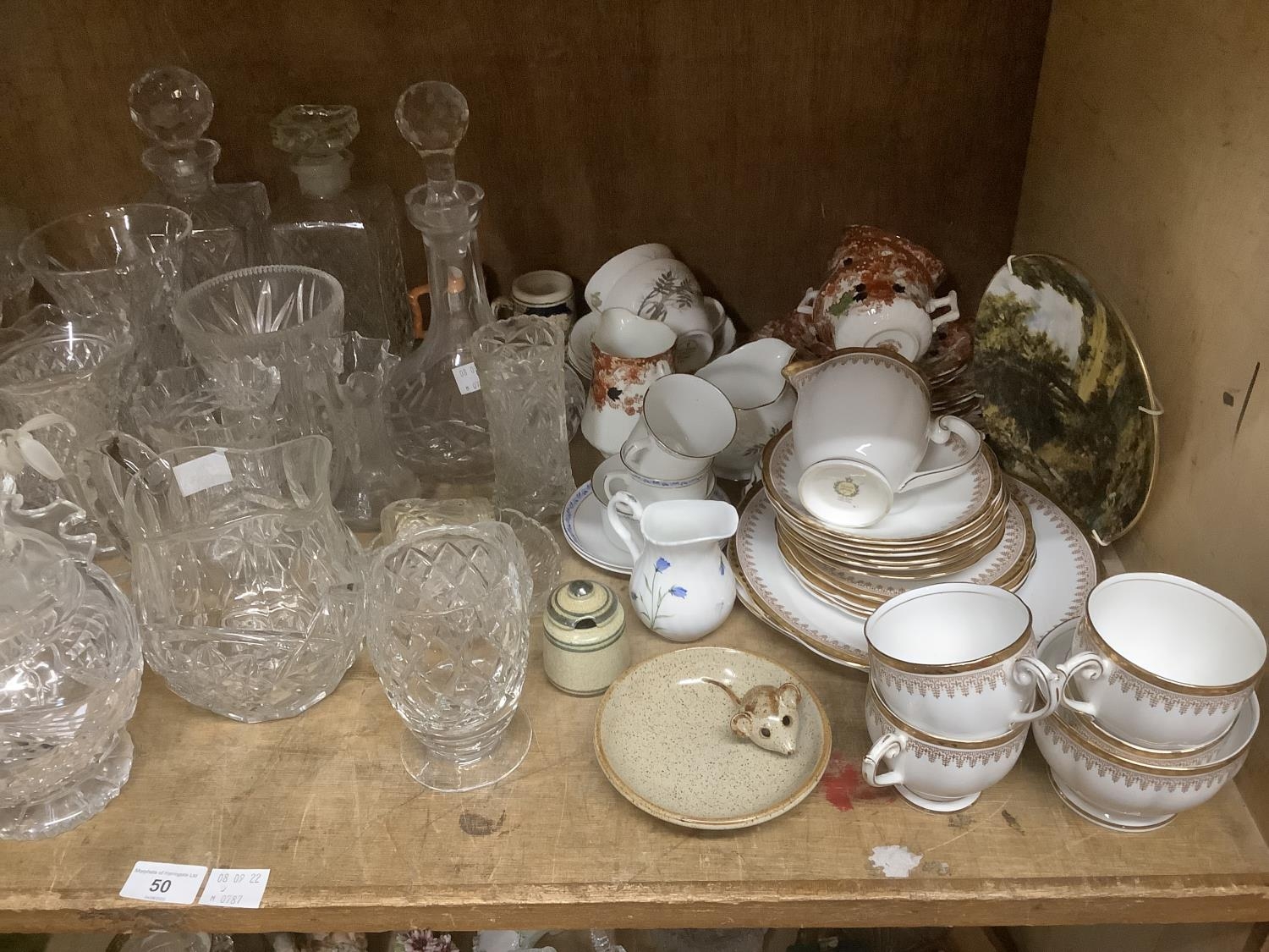 Mixed teaware, cut glass decanters, vases, sugar and cream and mixed table glass - Image 2 of 2