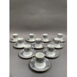 A set of ten Royal Doulton baronet coffee cans and saucers