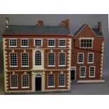 Two large model Georgian house facades, by M James 1994 red brick effect with white key stones and