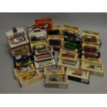 A large quantity of Days Gone die cast models, including buses, lorries, trucks and horse-drawn