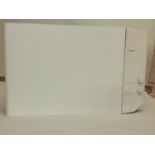A Bose subwoofer surround sound system, 2.1, together with bi-directional cube speakers, white
