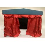 Puppet Theatre with pull back red curtain, black back drop with wooden frame work, 100cm wide