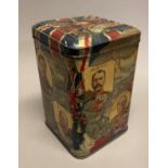 First World War tea biscuit printed tin decorated with George V, Lord Kitchener, Sir John French,