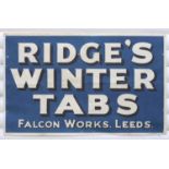 Ridge's Winter Tabs, Falcon Works, Leeds, general advertising poster printed in blue and black,