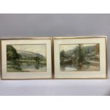P Buchanan River landscapes, a pair, watercolour, signed