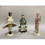 Three Manor Ltd Edition figures of Clarice Cliff and two Vogue ladies.