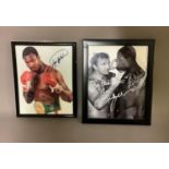 Boxing: two small prints, one signed by Larry Holmes and the other by Joe Bugner, 27cm x 22cm and