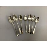 Seven early 19th century teaspoons, total approximate weight 2.75oz