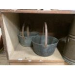 Three large brass preserve pans