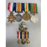 A group of four British Army medals for 2472 CPL EV How, Notts & Derby Reg including 1914-15 star,