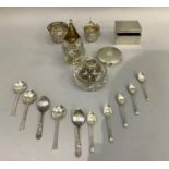 A collection of silver including a George III cream jug,later embossed hallmarked London 1793 for