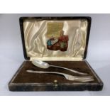 A silver christening spoon and fork of conforming design, total approximate weight 1oz