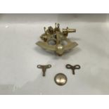 A modern brass Vernier sextant in teak case