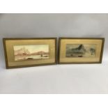 M. Pellazzi, continental lake scene with boats and figures, watercolour, heightened white, signed to