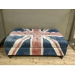 A Union Jack upholstered ottoman, 130cm long by 80cm wide by 45cm high