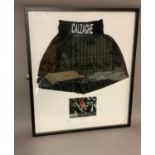 Joe Calzaghe, 'The Pride of Wales' 'The Italian Dragon', framed signed boxing shorts and photograph,