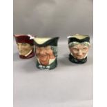 Three large Royal Doulton character jugs including The Cardinal, Granny and Parson Brown