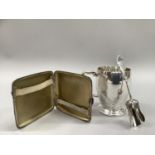 A George V silver cigarette case, hallmarked Birmingham 1919, approximate weight 3 oz together