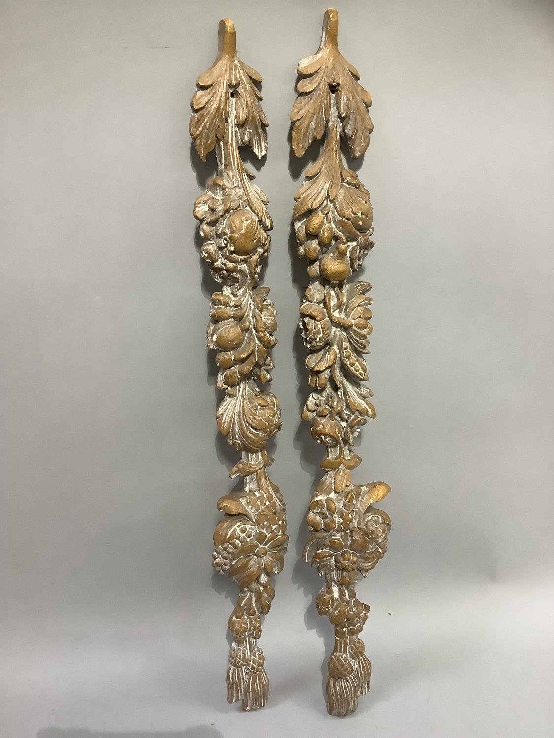 A pair of composition wall carvings of fruiting vine - Image 2 of 2