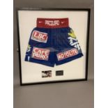 Mamy 'Pacman' Pacquiao, framed signed boxing shorts and photograph, with Team Pacquiao Certificate
