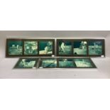 A series of ten vintage photographs of the landing on the moon, in three triple window mounted