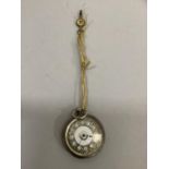 A Victorian fob watch in an open faced silver case #631431, cylinder movement, enamel dial with