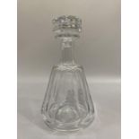 A Baccarat decanter of panelled cut, 23.5 cm high (chip to stopper neck)