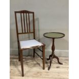 A mahogany bedroom chair and a reproduction wine table
