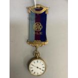 A lady's early 20th century fob watch in 18ct gold open faced case No. 61915 with Swiss hallmarks,