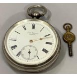 A Victorian 'Ludgate' pocket watch by J . W. Benson London in an open faced silver case, no. U38,