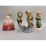 3 Hummel figures, School Boy, Thanks Giving Prayer and Bumblebee Friend, together with a Royal