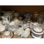 Tea and dinner ware, glass ice pail, vases, dressing table trays, glass etc