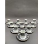 A set of ten Royal Doulton Baronet coffee cans and saucers