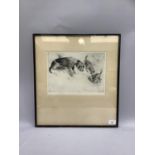 After G.Vernon-Stokes, Lakeland foxhound and terriers, black and white etching, titled and signed in