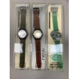 Three Swatch automatic wristwatches all with 23 jewelled lever mark and with original boxes.