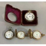 Four early 20th century pocket watches all in rolled gold and base metal cases, including two Hunter