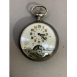 An early 20th century 8 day pocket watch by Hebdomas in a.800 Continental silver case, chased to the