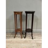 Two Edwardian mahogany plant stands of circular outline