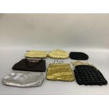 A quantity of 1960’s evening bags, some beaded, the others in lamé fabrics in either gold, silver or