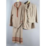 A cream Dereta 1940’s wool suit, short, shaped jacket, small front pockets, together with a cream