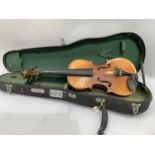 A student's violin made in the People's Republic of China, 52cm long, in hard case